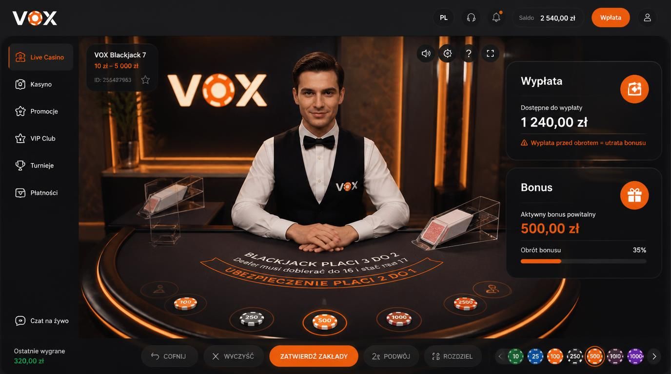 Live Casino z ekranem wypłaty i bonusu